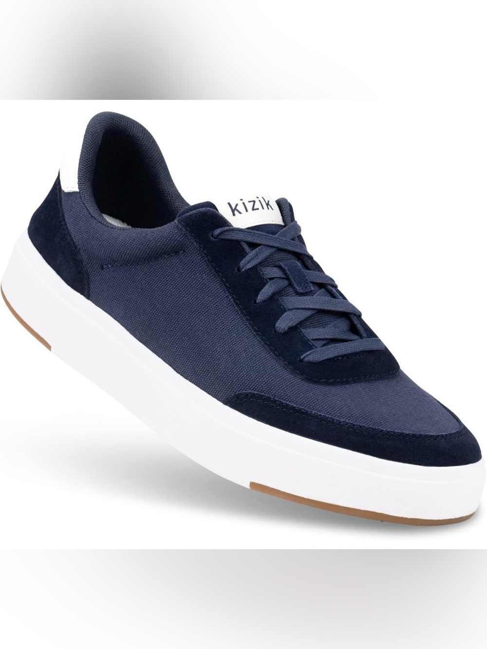 Kizik Men’s Prague Navy Casual Lace-Up Sneakers Men’s 9 Wide, Women’s 10.5 Wide